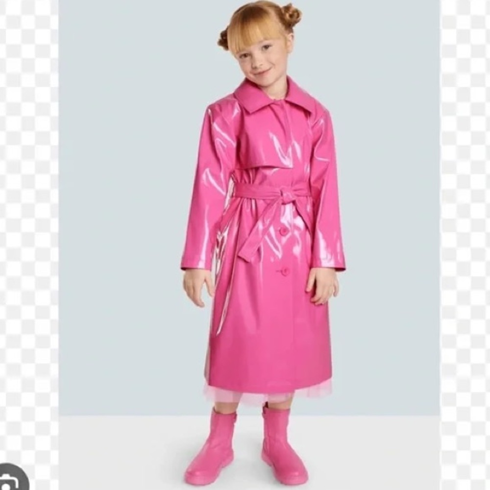 American Girl “Something Navy” Pink Raincoat for Girls size 7/8 small
